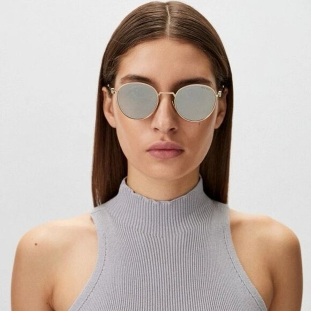 New w/ Tags Miu Miu MU 55Z Gold and Silver Round Frame Sunglasses.